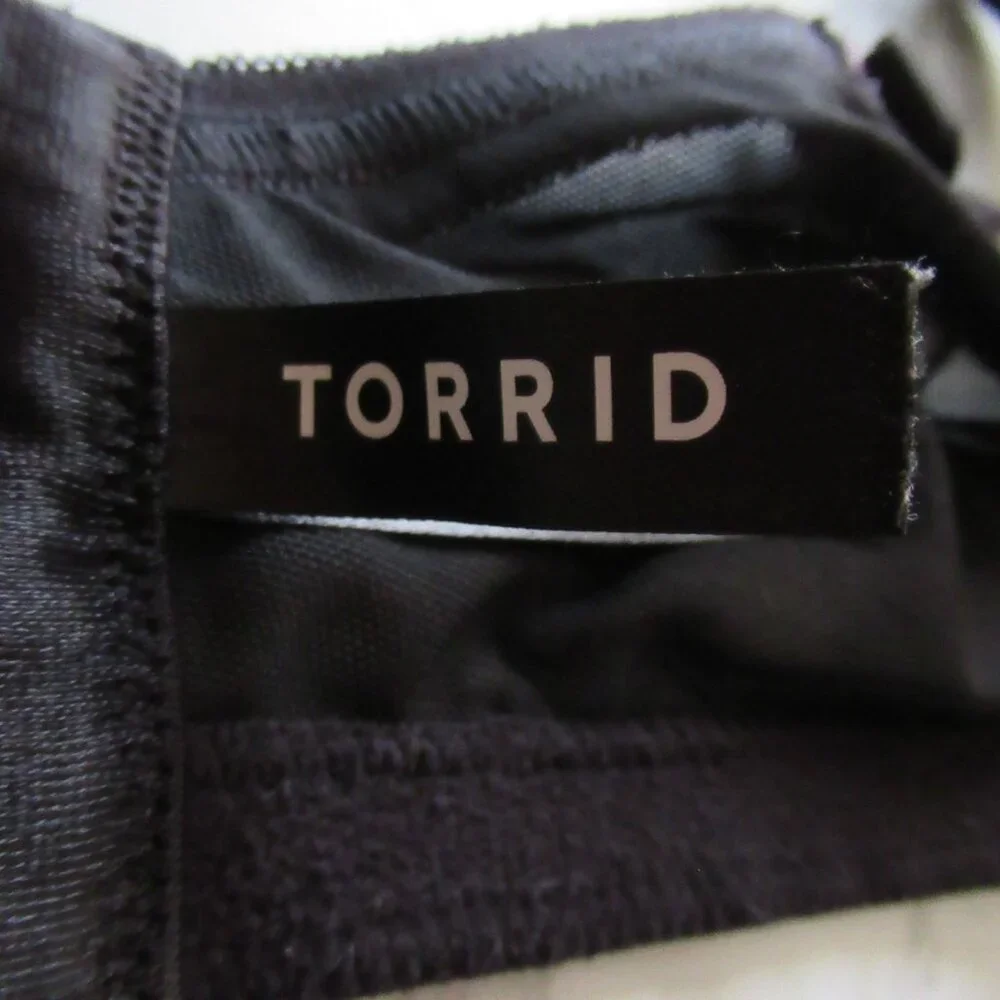 Torrid Curve Bra 46D Perfect T‎ Shirt Lightly Lined Black Floral Underwire Plus